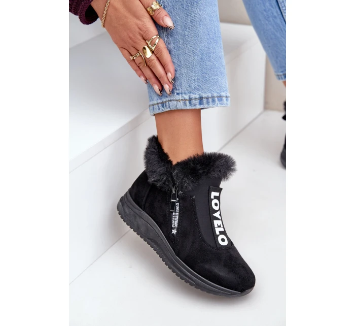 Sneakersy Botki Damskie Z Futerkiem Czarne Zeriana Sneakersy Botki Damskie Z Futerkiem Czarne Zeriana