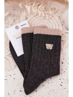 Dámské bavlněné ponožky s malým medvídkem tmavě šedé
