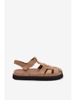 Dámske rímske sandále so zlatou prackou na platforme Beige Terelina