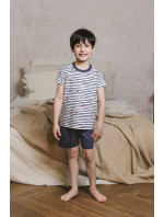 Chlapčenské pyžamo Korfu, krátky rukáv, krátke nohavice - potlač/navy blue