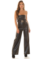 Sexy Bandeau Overall in Leather Look with belt