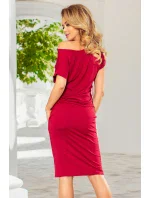 139-13 Športové šaty s krátkymi rukávmi a vreckami - Bordeaux