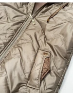 Pikowana kurtka damska z kapturem Goodlookin beżowa (B8596-12) Pikowana kurtka damska z kapturem Goodlookin beżowa (B8596-12)