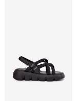 Dámské sandály na platformě se pásky černé model 21696142 - Boto Dámské sandály na platformě se pásky černé model 21696142 - Boto