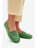 Damskie Zamszowe Mokasyny Zielone Lenvie