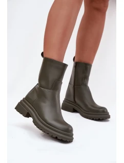 Dámské kotníkové boty na platformě a plochém podpatku Zelené model 21707361 - Boto