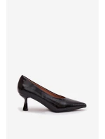 Dámske lakované lodičky na ihlovom podpätku Gavrielle - čierne Dámske lakované lodičky na ihlovom podpätku Gavrielle - čierne