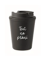 TEXT NA ŽIADOSŤ - čierny termohrnček 300 ml