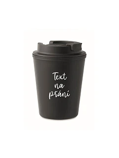 TEXT NA ŽIADOSŤ - čierny termohrnček 300 ml
