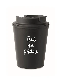 TEXT NA ŽIADOSŤ - čierny termohrnček 300 ml