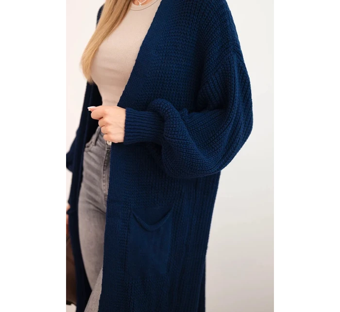 Dlhý sveter 34855 tmavo modrý - Kesi