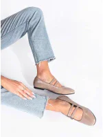 Praktické hnedé baleríny pre ženy bez podpätku Praktické hnedé baleríny pre ženy bez podpätku