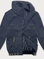 Dámska krátka bunda so stojačikom tmavomodrá (5M3161)