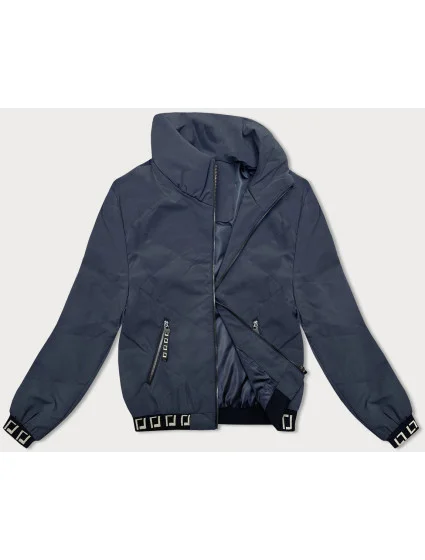 Tmavě modrá krátká dámská bunda se stojáčkem model 18848670 - J.STYLE Tmavě modrá krátká dámská bunda se stojáčkem model 18848670 - J.STYLE