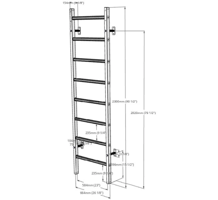 DREVENO-KOVOVÝ GYMNASTICKÝ REBRÍK SO 4 DRŽADLAMI BENCHK 200W