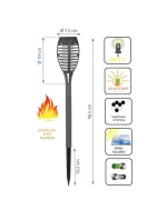 DANCING FLAMES SOLAR LAMP 12 LED SMD 7,5x7,5x46,5 cm KPL 5SZT