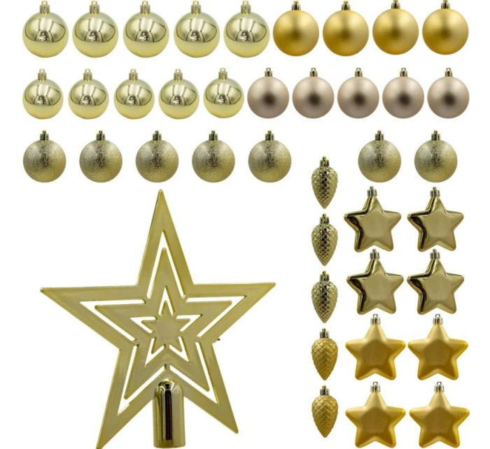 DEKORATÍVNE PLASTOVÉ OZDOBY BEZPEČNÉ 40KS ZLATÁ SĽUDA