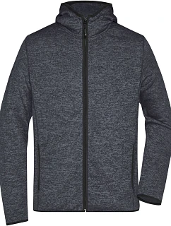 JN Pánská pletená fleecová bunda s kapucí 02.0 dark melange/black model 22487233 - Daiber
