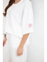 Dámska súprava z viskózy, mikina a široké nohavice ecru