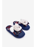 Dětské pantofle na tlusté podrážce s medvídkem modré model 21641413 - Boto