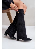 Kozačky Na Podpatku S  Zateplené Černé model 21677665 - Boto