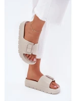 Dámské Pěnové Pantofle Na Platformě S Přezkou Béžové model 21697854 - Boto