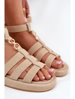 Dámské Sandály Na Platformě Se Zlatým Béžové model 21699040 - Boto Dámské Sandály Na Platformě Se Zlatým Béžové model 21699040 - Boto