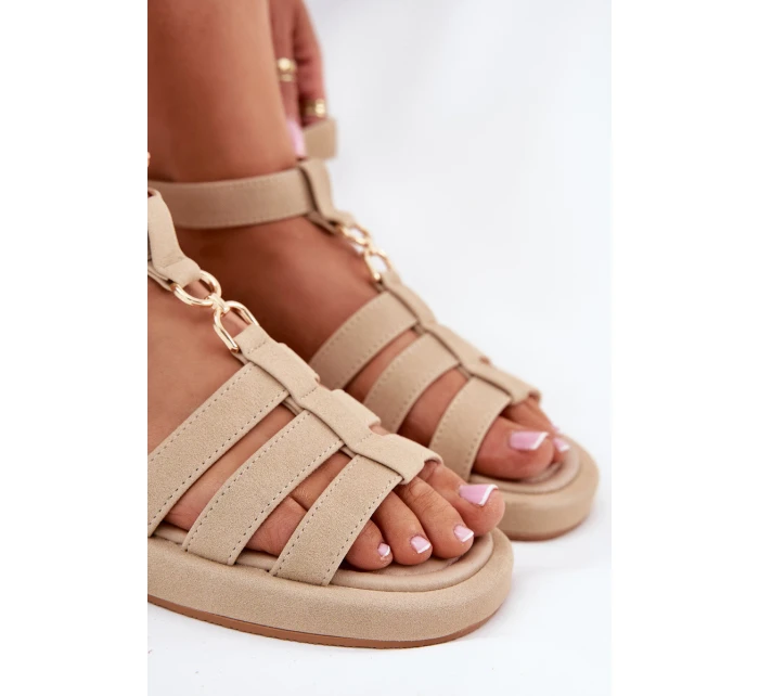 Dámské Sandály Na Platformě Se Zlatým Béžové model 21699040 - Boto Dámské Sandály Na Platformě Se Zlatým Béžové model 21699040 - Boto