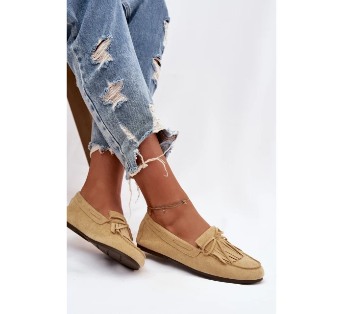 Dámské mokasíny s třásněmi Žluté model 21915094 - Boto