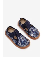 Dětské pantofle na suchý zip Barefoot míčky Froddo Cannvas G1700439-5 Modré