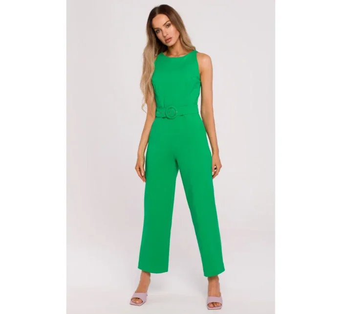 M679 Kombinéza bez rukávov s opaskom a sponou - zelená