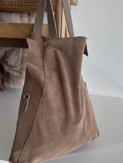 Dámska semišová nákupná taška Miraya - tmavo béžová