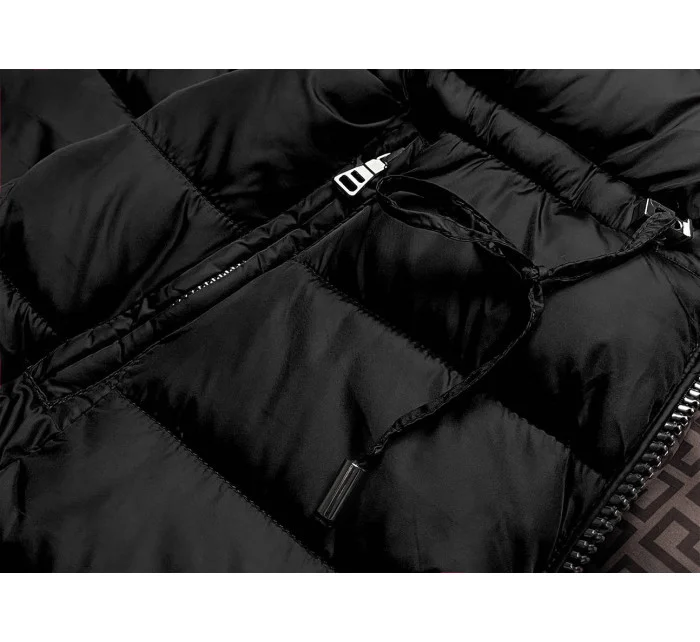 Čierno-hnedá obojstranná dámska zimná bunda (mhm-w556) Čierno-hnedá obojstranná dámska zimná bunda (mhm-w556)