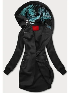 Dlhá čierna dámska mikina (AMG-855B)