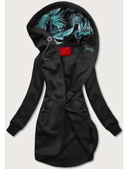 Dlhá čierna dámska mikina (AMG-855B)