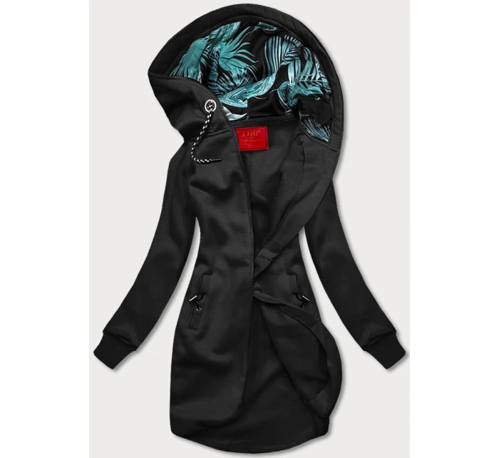 Dlhá čierna dámska mikina (AMG-855B)