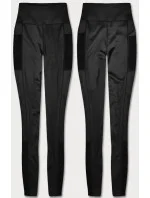 Čierne legíny so vsadkami zo sieťoviny (XL005-1)