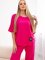 Súprava bavlnená blúzka + nohavice fuchsiová