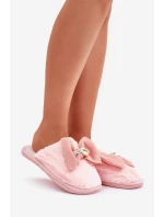 Kapcie Damskie Z Futerkiem I Kokardą Różowe Olfedi