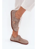 Semišové Polobotky Barefoot Dámské S Přezkou model 21703098 Béžové - Zazoo