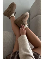 Śniegowce Damskie Na Platformie Ocieplane Futerkiem Khaki Vesirae Śniegowce Damskie Na Platformie Ocieplane Futerkiem Khaki Vesirae