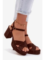Dámské sandály na podpatku čokoládové Janelia