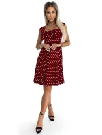 241-3 Bavlnené šaty STELLA s hlbokým výstrihom - Bordeaux s bodkami