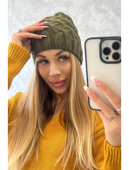 Fleecová čepice Agnes model 18750433 khaki - K-Fashion