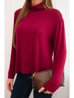 Dámska viskózna blúzka s rolákom a dlhými rukávmi slivka