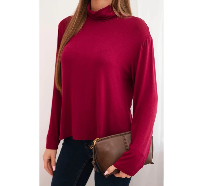 Dámska viskózna blúzka s rolákom a dlhými rukávmi slivka
