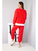 Dámska súprava maslovej farby s voľnou mikinou a teplákmi červená Dámska súprava maslovej farby s voľnou mikinou a teplákmi červená