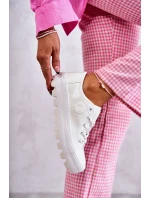 Modne Lakierowane Trampki Big Star KK274045 Białe Modne Lakierowane Trampki Big Star KK274045 Białe