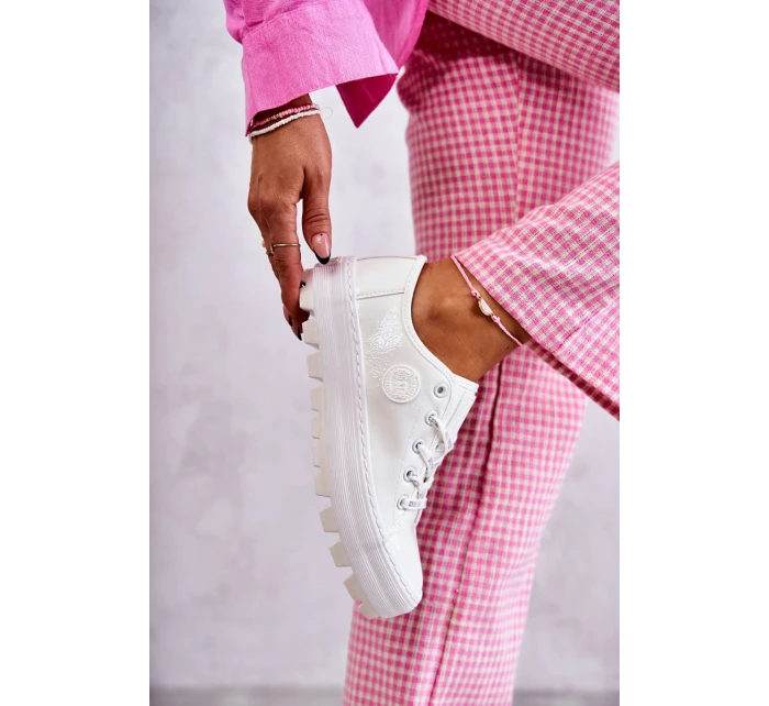 Modne Lakierowane Trampki Big Star KK274045 Białe Modne Lakierowane Trampki Big Star KK274045 Białe