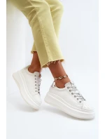 Dámské kožené tenisky na platformě GOE NN2N4033 Bílé